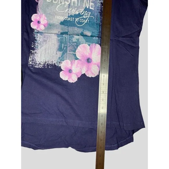 Cruise Ship Shirt‎ Women’s Medium Short Sleeve Top T-Shirt Blue 40 42 High Low - Picture 3 of 6